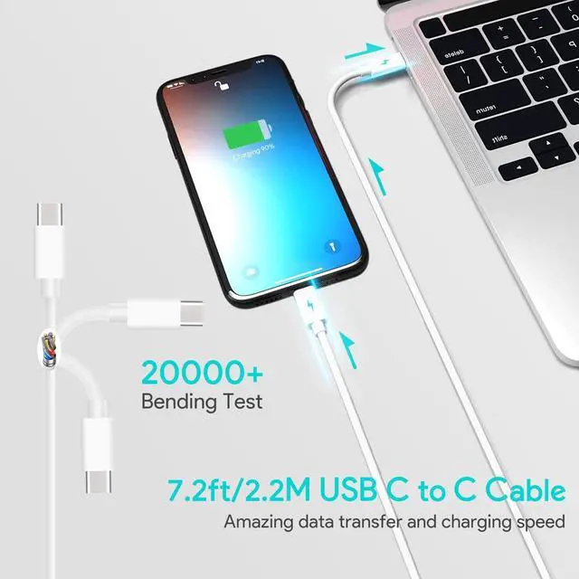 Alt view image 4 of 7 - Fast Charger Power Adapter 109W USB C - Compatible with MacBook Pro 16, 15, 14, 13 Inch, New MacBook Air 13 Inch, IPad Pro and All USB C Device, Included 6.6ft Cable
