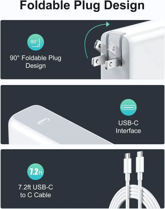 Alt view image 6 of 7 - ???????? ???????????????? Mac Book Pro Charger - 96W USB-C Power Adapter for MacBook Pro 13 14 15 16 Inch MacBook Air 13 Inch Ipad Pro and All USB C Device