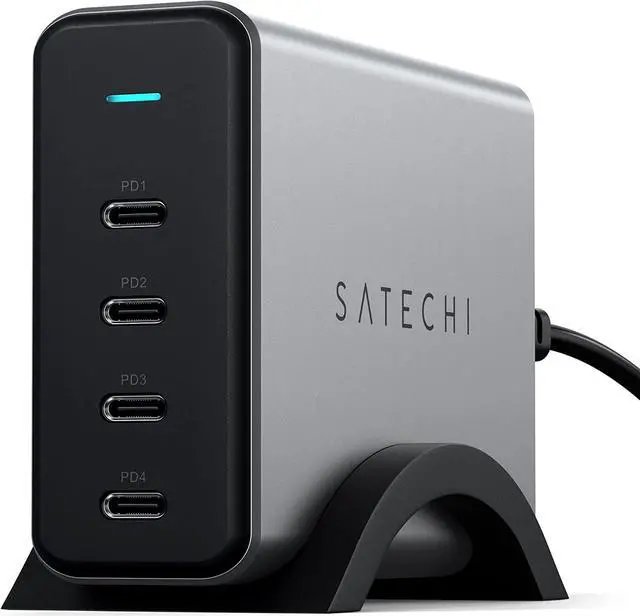 Alt view image 2 of 7 - Satechi 165W USB-C 4-Port PD GaN Charger  Compatible with MacBook Pro M1 Pro & Max 2021, MacBook Air/Pro M1 2020, iPad Pro 2021, iPhone 13 Pro Max/13 Pro/13/13 Mini, 12 Pro Max/12 Pro/12/12 Mini