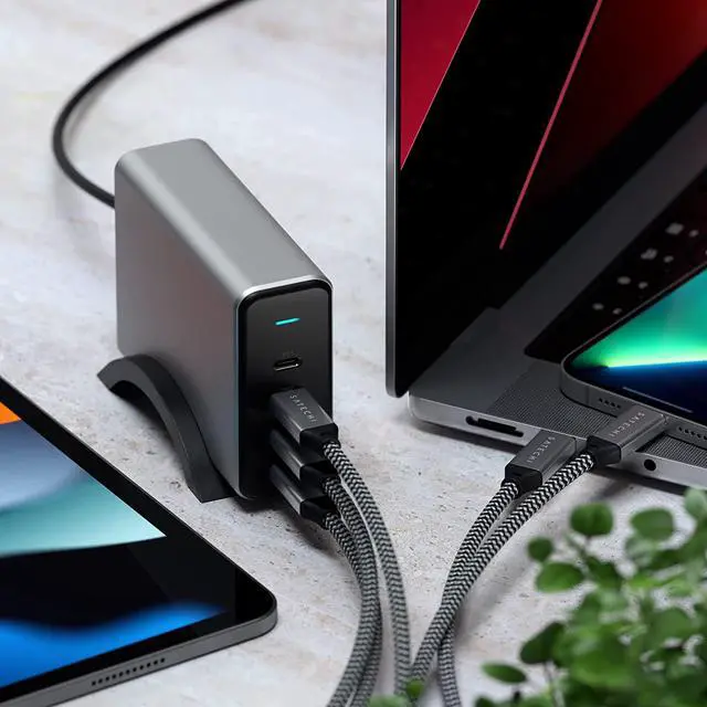 Alt view image 3 of 7 - Satechi 165W USB-C 4-Port PD GaN Charger  Compatible with MacBook Pro M1 Pro & Max 2021, MacBook Air/Pro M1 2020, iPad Pro 2021, iPhone 13 Pro Max/13 Pro/13/13 Mini, 12 Pro Max/12 Pro/12/12 Mini