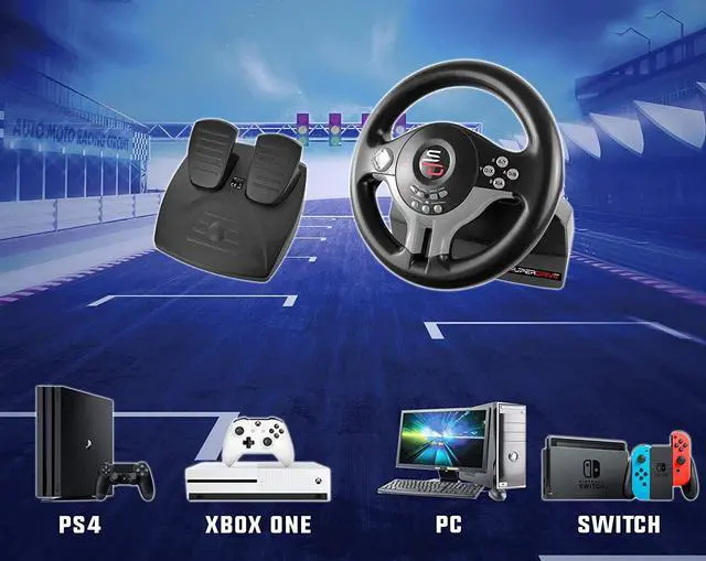 Alt view image 4 of 7 - Superdrive - racing Driving Wheel with pedals and gearshift paddles for nintendo Switch - Ps4 - Xbox One - PC - Ps3