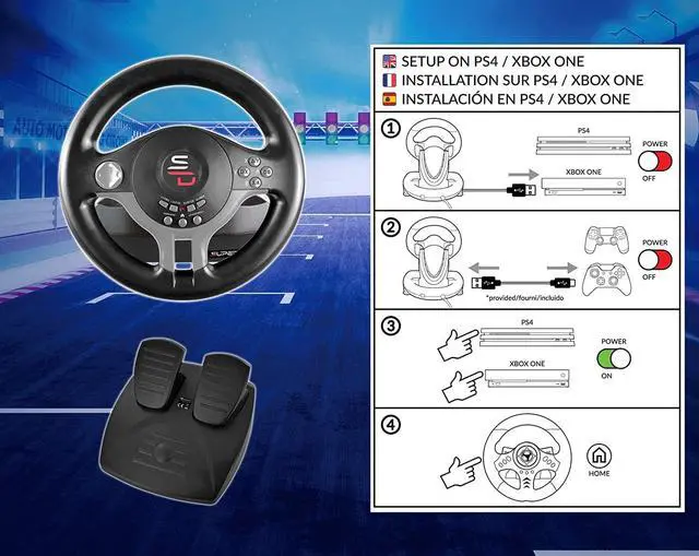 Alt view image 7 of 7 - Superdrive - racing Driving Wheel with pedals and gearshift paddles for nintendo Switch - Ps4 - Xbox One - PC - Ps3