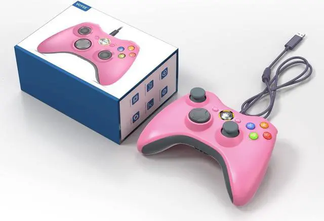 Alt view image 7 of 7 - VOYEE PC Controller, Wired Controller Compatible with Microsoft Xbox 360 & Slim/PC Windows 10/8/7, with Upgraded Joystick, Double Shock | Enhanced (Pink)
