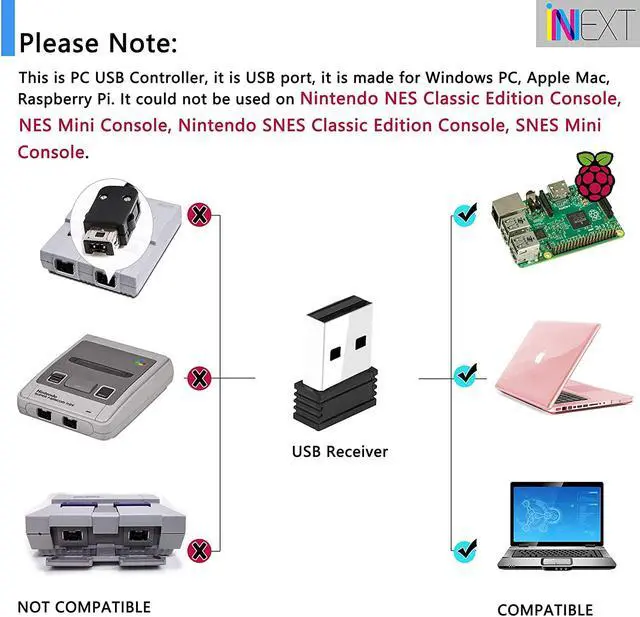 Alt view image 5 of 7 - 2 Pack Wireless USB SNES Controller for Windows PC, macOS(Multi-Color Keys)