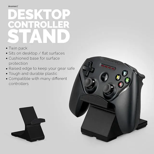 Alt view image 2 of 7 - BRAINWAVZ Game Controller Desktop Holder Stand (2 Pack) - Universal Design for Xbox ONE, PS5, PS4, PC, Steelseries, Steam & More, Reduce Clutter UGDS-05