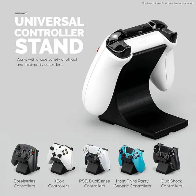 Alt view image 3 of 7 - BRAINWAVZ Game Controller Desktop Holder Stand (2 Pack) - Universal Design for Xbox ONE, PS5, PS4, PC, Steelseries, Steam & More, Reduce Clutter UGDS-05