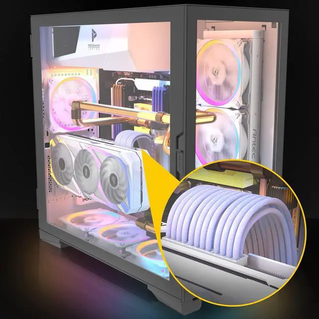 Alt view image 3 of 7 - Antec Power Supply Sleeved Cable, PSU Extension Cable Kit / 1x24pin ATX / 2x8pin (4+4) EPS / 3x8pin (6+2) PCI-E, 30cm Length with Combs, Dual EPS White (White Connector)