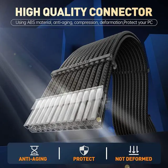 Alt view image 6 of 7 - AsiaHorse PSU Cable Extension Kit, 24Pin/4+4 EPS/6+2 PCI-E 16AWG Power Supply Sleeved Cable Kit with Transparent Connector for Two-Way CPU Performance, 6kit Pro Clear Series