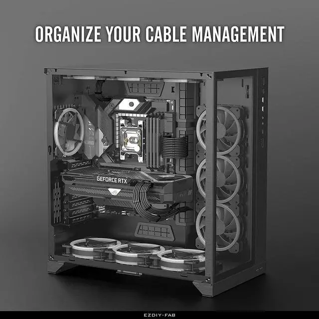 Alt view image 5 of 7 - EZDIY-FAB PSU Cable Extension kit Sleeved Cable Custom Power Supply Sleeved Extension 16 AWG 24-PIN 8-PIN 6-PIN 4+4-PIN with Combs- Black