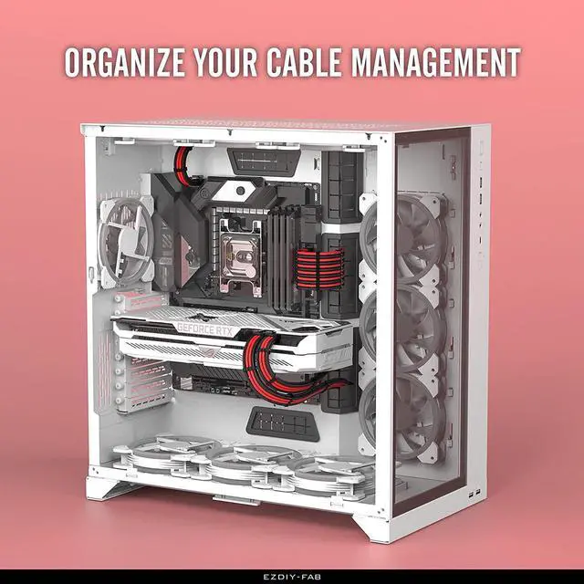 Alt view image 4 of 7 - EZDIY-FAB PSU Cable Extension kit Sleeved Cable Custom Power Supply Sleeved Extension 16 AWG 24-PIN 8-PIN 6-PIN 4+4-PIN with Combs- Black/Red