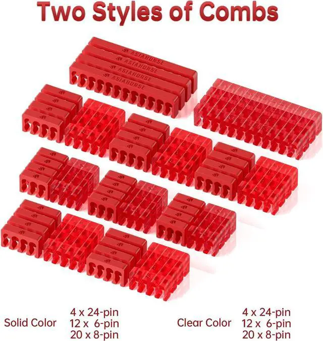 Alt view image 6 of 7 - ASIAHORSE Power Supply Sleeved Cable, 16AWG PSU Cables Internal Power Supplies Extension Cables 1x24Pin/2x4+4 EPS/3x6+2 PCI-E, 30cm Length with Comb(Dual EPS Red)