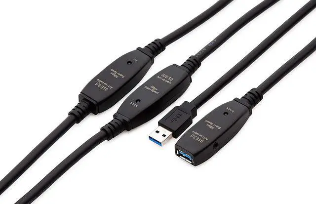 Alt view image 3 of 6 - 100 Feet Active USB Extension Cable 3.0 Male to Female with 3 Extension chipsets Signal Booster - Repeater Cord 30 Meters / 100 Feet (AC Power Supply Included)