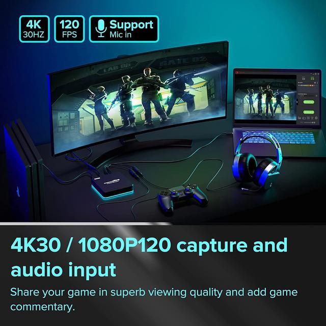 Alt view image 4 of 7 - Flagship Level 4k Capture Card, Ideal for Low-Latency Live Streaming/Game Recording/Video Conference in 1080p120, 4K60 HDR10 HDMI2.0 Passthrough, Perfect Match with Switch/PS4/Xbox/OBS/DSLR/PC