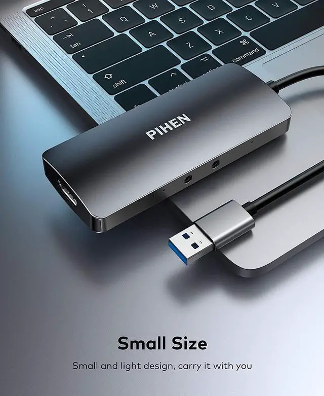 Alt view image 3 of 7 - PIHEN Capture Card, Video Capture Device, 4K 60FPS HDMI to USB3.0 Video/Audio Capture Recorder Device, Compatible Windows Linux YouTube OBS OS X Twitch for PS3/4/5 Xbox One Xbox 360