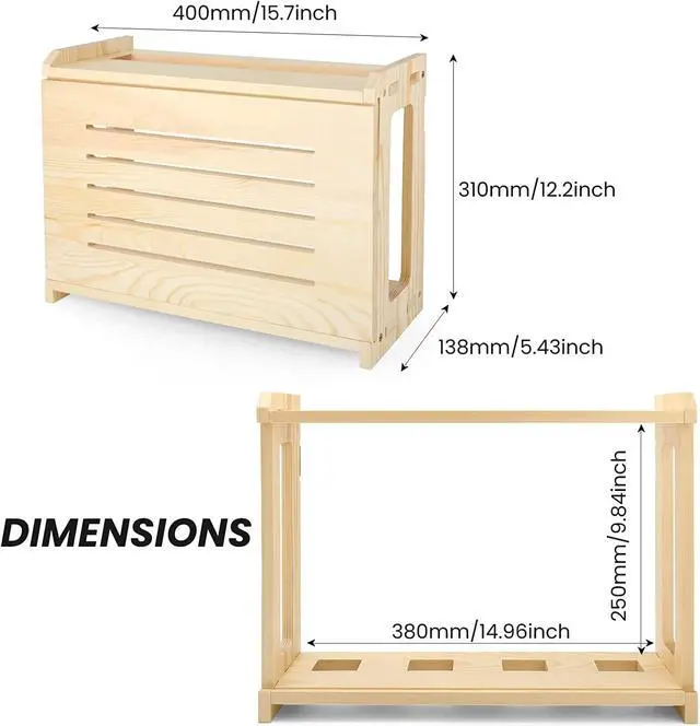Alt view image 3 of 6 - BEARUT Wooden Router Shelf Wall Mount WiFi Router Storage Box Modem Cable Router Cover Organized Power Strip Cable Management Hider Rack Need Assembly 14.9 * 9.8 * 5.4 in (L* H * W)