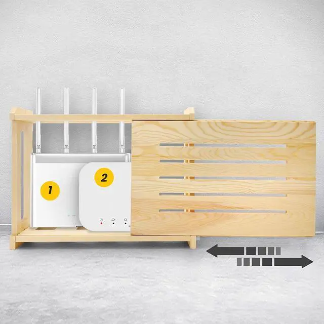 Alt view image 4 of 6 - BEARUT Wooden Router Shelf Wall Mount WiFi Router Storage Box Modem Cable Router Cover Organized Power Strip Cable Management Hider Rack Need Assembly 14.9 * 9.8 * 5.4 in (L* H * W)