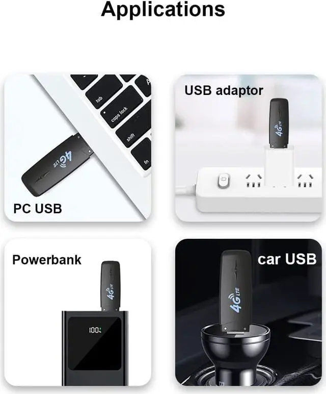 Alt view image 5 of 7 - HOSAYA 4G LTE USB WiFi Modem Portable 4G Router with SIM Card Slot High Speed Portable Travel Hotspot Mini Router Unlocked 4G dongle, Black, 88mmx28mmx9mm