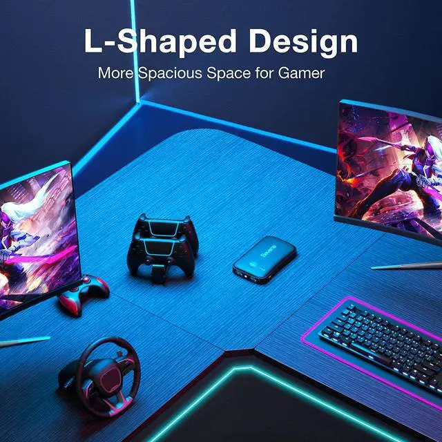 Alt view image 5 of 6 - Mr IRONSTONE L Shaped Gaming Desk Corner Computer Desk, Home Office Desks Writing Workstation with Large Monitor Stand, Easy to Assemble (Black,51 Inch)