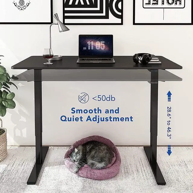 Alt view image 3 of 7 - FLEXISPOT Essential Adjustable Height Desk 40 x 24 Inches Small Standing Desk for Small Space Electric Sit Stand Home Office Table Computer Workstation (Black Frame + Black Desktop)