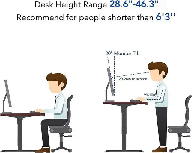 Alt view image 7 of 7 - FLEXISPOT Essential Adjustable Height Desk 40 x 24 Inches Small Standing Desk for Small Space Electric Sit Stand Home Office Table Computer Workstation (Black Frame + Black Desktop)