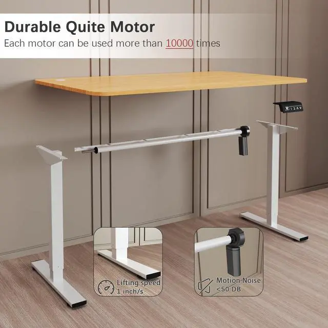 Alt view image 6 of 7 - Furmax Electric Height Adjustable Standing Desk Large 55 x 24 Inches Sit Stand Up Desk Home Office Computer Desk Memory Preset with T-Shaped Metal Bracket, Wood