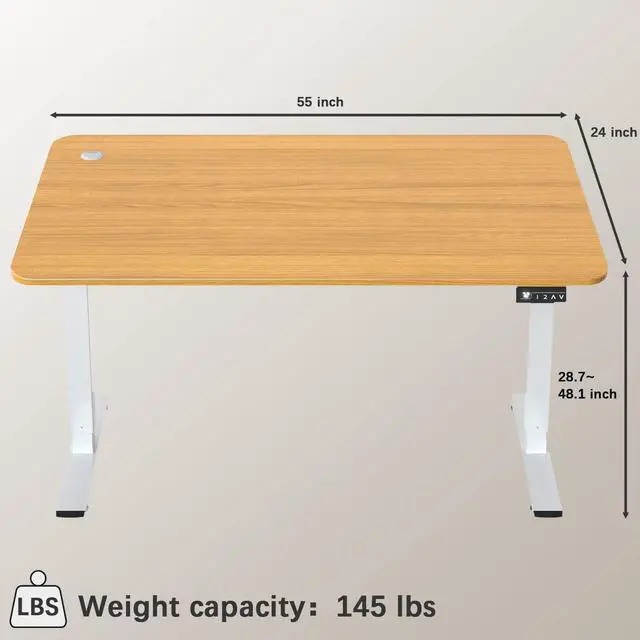Alt view image 7 of 7 - Furmax Electric Height Adjustable Standing Desk Large 55 x 24 Inches Sit Stand Up Desk Home Office Computer Desk Memory Preset with T-Shaped Metal Bracket, Wood