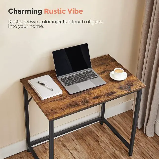 Alt view image 4 of 7 - VASAGLE Computer Desk, Gaming Desk, Home Office Desk, for Small Spaces, 19.7 x 31.5 x 29.5 Inches, Industrial Style, Metal Frame, Rustic Brown and Black ULWD038B01