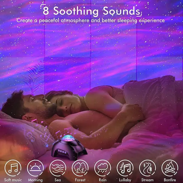 Alt view image 3 of 7 - Rossetta Star Projector, Galaxy Projector for Bedroom, LED Night Light Aurora Projector with Bluetooth Speaker, White Noise, Timer and Remote, Room Decor, Gifts for Kids, Adults, Christmas, Birthday