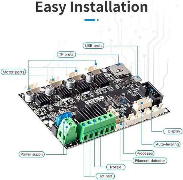 Alt view image 5 of 6 - Official Creality 3D Printer Ender 3 Upgraded Silent Board Motherboard V4.2.7 with TMC2225 Driver Marlin 2.0.1 for Ender 3/ Ender 3 V2/ Ender 3 Pro/Ender 3 Max/Ender 3 Neo/3 V2 Neo/3 Max Neo