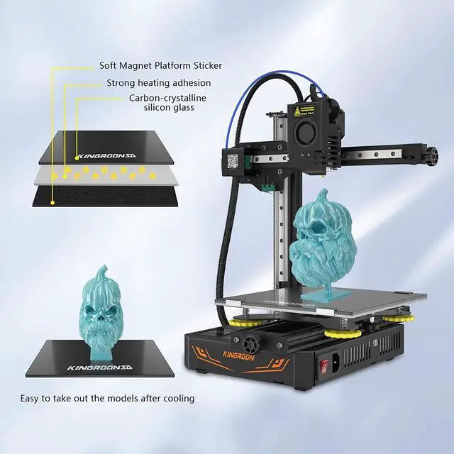 Alt view image 5 of 7 - Kingroon KP3S Pro 3D Printer XZ axis Linear Guide Rails with Silent Motherboard Carborundum Glass Platform and Filament Detection 3D Printers for Beginner Printing Size 7.88x7.88x7.88 inch