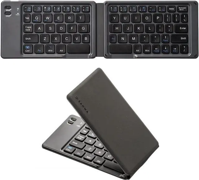 Alt view image 8 of 8 - SANWA (Japan Brand) Foldable Bluetooth Keyboard, Rechargeable Wireless Ultra Slim Pocket Size, Compatible with iOS Windows Android, for Computer PC Laptop MacBook iPad iPhone Smartphone Tablet