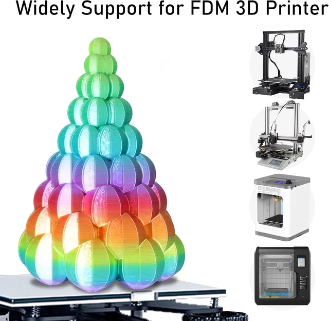 Alt view image 3 of 6 - 1.75mm 1Kg Silk Shiny PLA Most Basic Popular Multicolored Fast Color Change Rainbow 3D Printing Filament, Color Change Gradually Random Quickly, 2.2lbs 3D Printing Material by MIKA3D