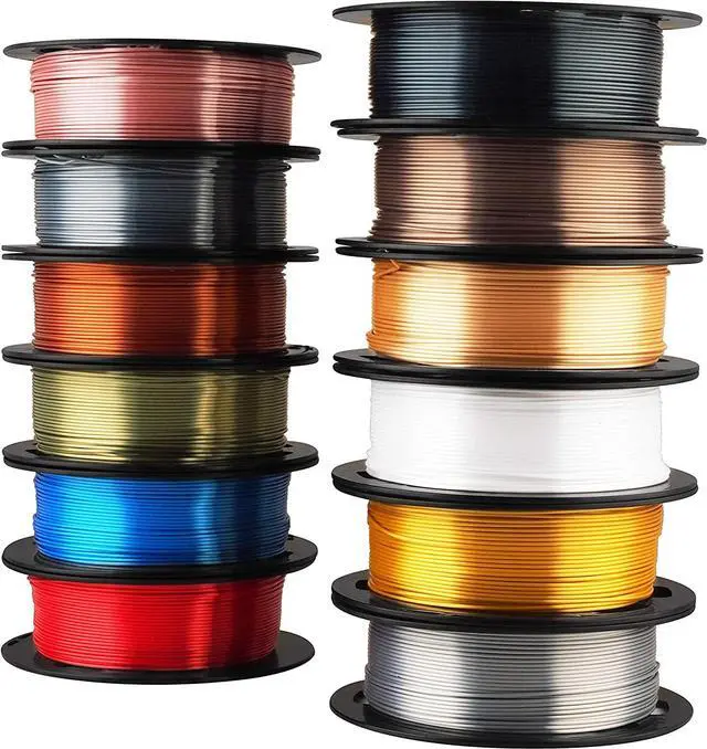 Alt view image 3 of 3 - MIKA3D Shine Silk Metallic Gold PLA 3D Printer Filament Bundle 12 Spools Pack, 1.1lbs Spool 1.75mm Widely Compatible, 12 Popular Silk Shiny Gold Colors, with Extra One Bottle of Solid Stick Gift