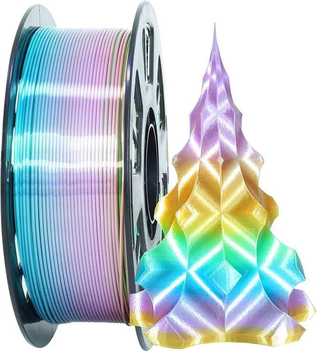 Main image of Silk Shiny Blue Purple Fast Color Changed Multi-Colored Rainbow PLA Filament, 1.75mm 1KG 2.2LBS Shining 3D Printing Material with Fast Random Color Gradually Changed, Pack with Printer Tool by MIKA3D