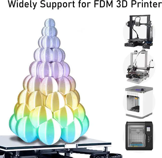 Alt view image 3 of 6 - Silk Shiny Blue Purple Fast Color Changed Multi-Colored Rainbow PLA Filament, 1.75mm 1KG 2.2LBS Shining 3D Printing Material with Fast Random Color Gradually Changed, Pack with Printer Tool by MIKA3D