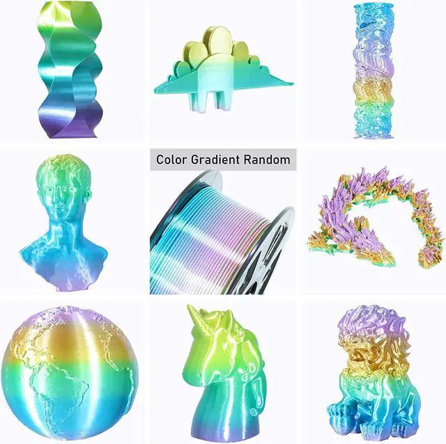 Alt view image 4 of 6 - Silk Shiny Blue Purple Fast Color Changed Multi-Colored Rainbow PLA Filament, 1.75mm 1KG 2.2LBS Shining 3D Printing Material with Fast Random Color Gradually Changed, Pack with Printer Tool by MIKA3D