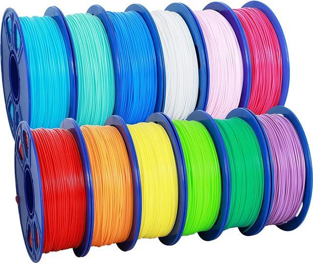 1.75mm ABS 3D Printer Filament 12 Spools Bundle, 12 Most Beautiful ABS  Colors Packed, Each Spools 0.5kg, Total 6kgs 3D Printer ABS Material with  One