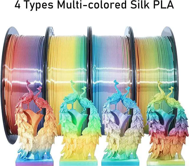 Alt view image 6 of 6 - Silk Shiny Blue Purple Fast Color Changed Multi-Colored Rainbow PLA Filament, 1.75mm 1KG 2.2LBS Shining 3D Printing Material with Fast Random Color Gradually Changed, Pack with Printer Tool by MIKA3D