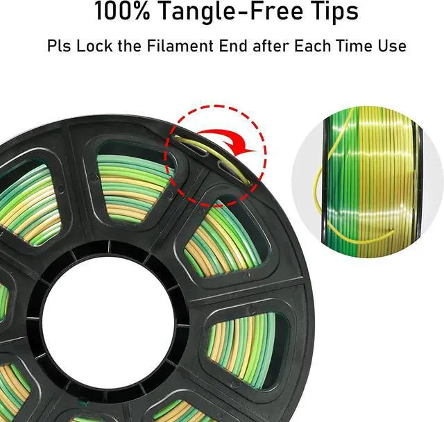 Alt view image 4 of 6 - 1.75mm Silk Fast Color Change Rainbow PLA, 3 Different Multi Color PLA Filament Bundle, Rainbow Orange-Red, Blue-Purple, Yellow-Green, 0.5kg 3 Spools Packed, Total 1.5kg 3D Printer Material by MIKA3D