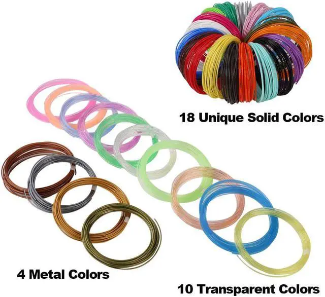 Alt view image 2 of 5 - MIKA3D 32 Colors 3D Pen PLA Filament Refills, Each Color 10 Feet, Total 320 feet, Pack with 4 Finger Caps