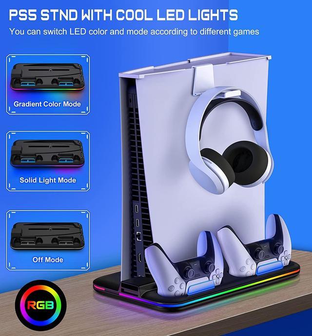  PS5 Stand and Cooling Station with RGB LED Controller