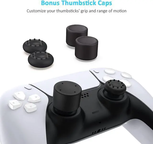 Alt view image 5 of 6 - NexiGo PS5 Controller Charger with Thumb Grip Kit, Fast Charging AC Adapter, Dualsense Charging Station Dock for Dual Playstation 5 Controllers with LED Indicator, White