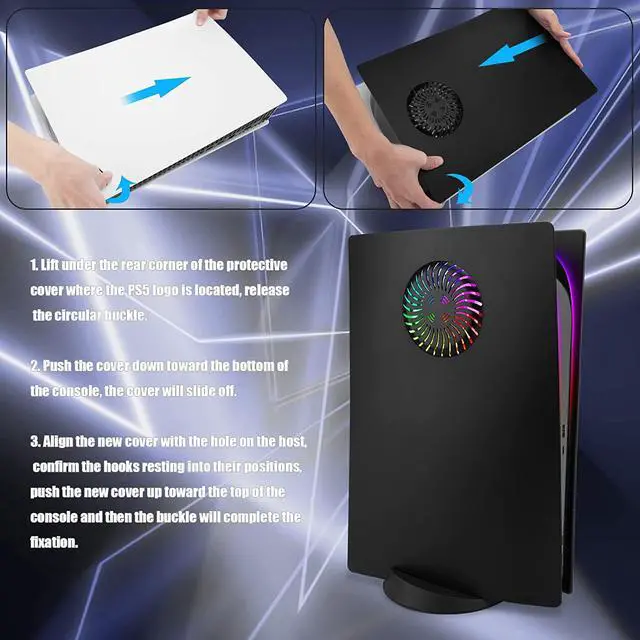 Alt view image 6 of 7 - SIKEMAY PS5 Face Plates for Playstation 5 Console Disc Edition, PS5 Accessories ABS PS5 Cover Plates with Fan Vents, Hard Shockproof Anti-Scratch Replacement Protective Shell PS5 Black Plates