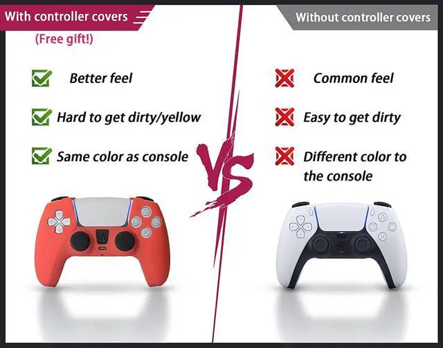 Alt view image 3 of 5 - PS5 Console Cover Fit for Digital Edition, ABS Shell, Replacement Faceplate, Anti-Scratch Dustproof, With 2 Extra Free Controller Stickers or Covers (Cosmic Red)