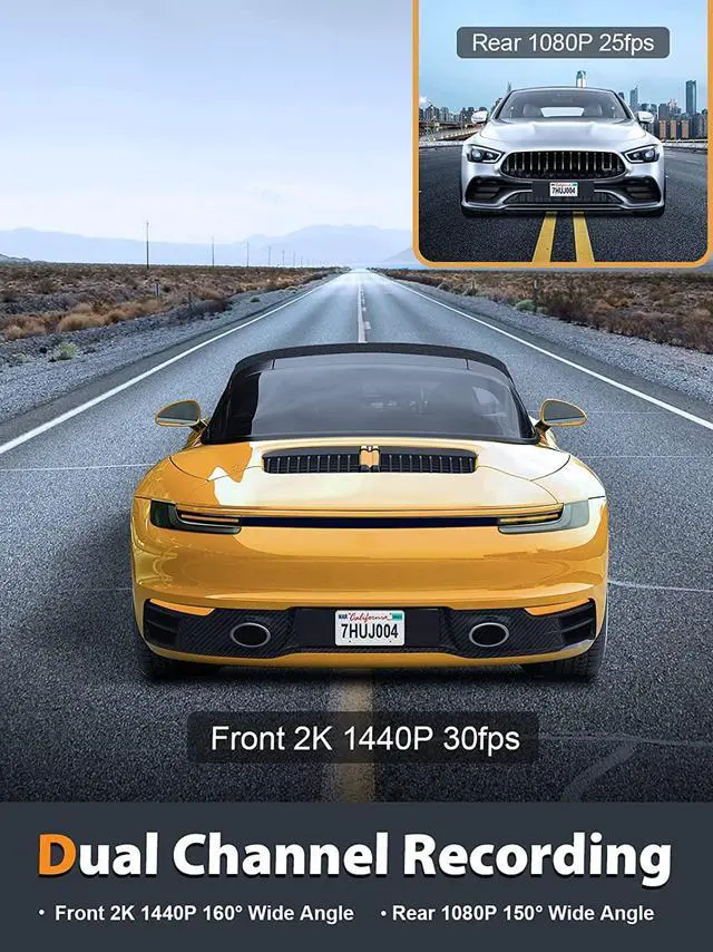 Alt view image 2 of 7 - Dash Cam Front and Rear 2K+1080P, Free 64GB SD Card, Built-in WiFi, 4K Single Front Dash Camera for Cars, Car Camera, Dual Dashcams for Cars with Night Vision, 24 Hours Parking Monitor, Loop Recording