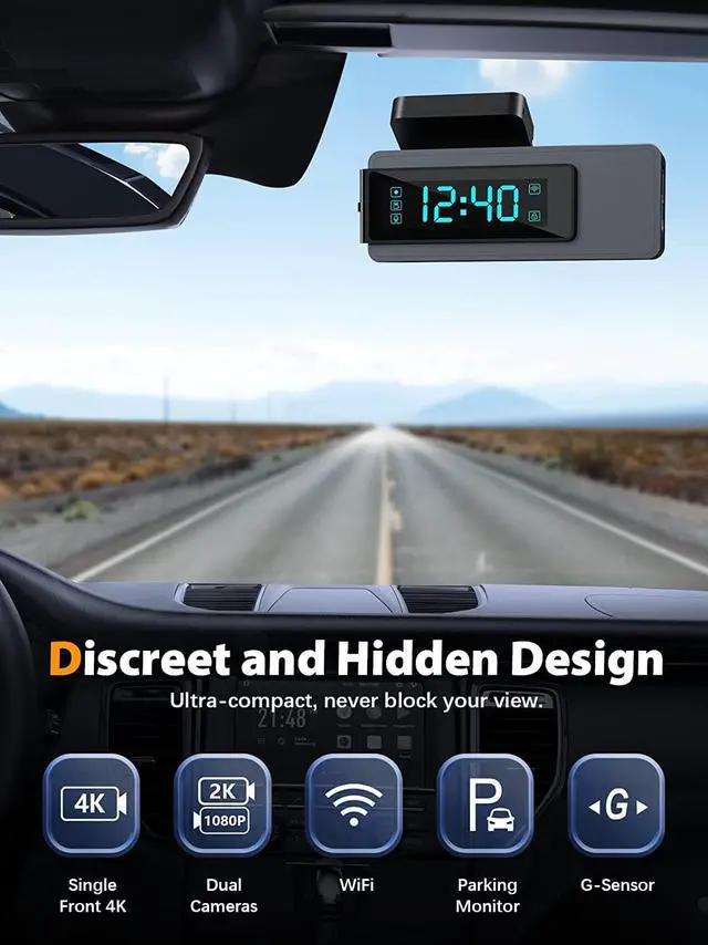 Alt view image 5 of 7 - Dash Cam Front and Rear 2K+1080P, Free 64GB SD Card, Built-in WiFi, 4K Single Front Dash Camera for Cars, Car Camera, Dual Dashcams for Cars with Night Vision, 24 Hours Parking Monitor, Loop Recording