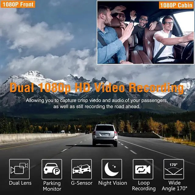 Alt view image 2 of 6 - Dash Cam Front and Inside, FHD Dashcams for Cars with 64GB Card Dash Camera for Cars, 1080P Front Dash Cam+1080P Inside Dashcam for Car Dash Camera with IR Night Vision Loop Recording