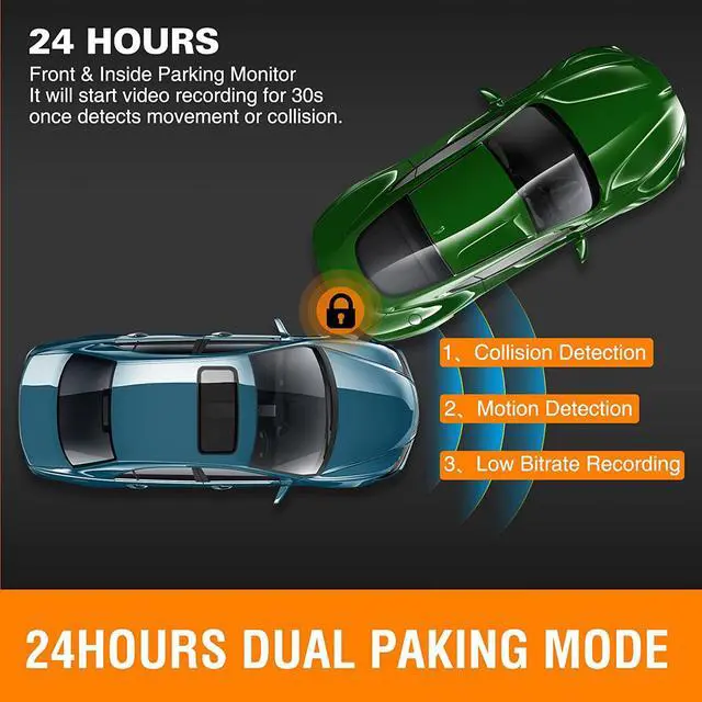 Alt view image 4 of 6 - Dash Cam Front and Inside, FHD Dashcams for Cars with 64GB Card Dash Camera for Cars, 1080P Front Dash Cam+1080P Inside Dashcam for Car Dash Camera with IR Night Vision Loop Recording