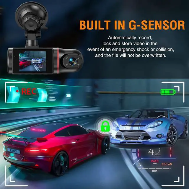 Alt view image 6 of 6 - Dash Cam Front and Inside, FHD Dashcams for Cars with 64GB Card Dash Camera for Cars, 1080P Front Dash Cam+1080P Inside Dashcam for Car Dash Camera with IR Night Vision Loop Recording