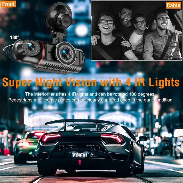 Alt view image 5 of 6 - Dash Cam Front and Inside, FHD Dashcams for Cars with 64GB Card Dash Camera for Cars, 1080P Front Dash Cam+1080P Inside Dashcam for Car Dash Camera with IR Night Vision Loop Recording